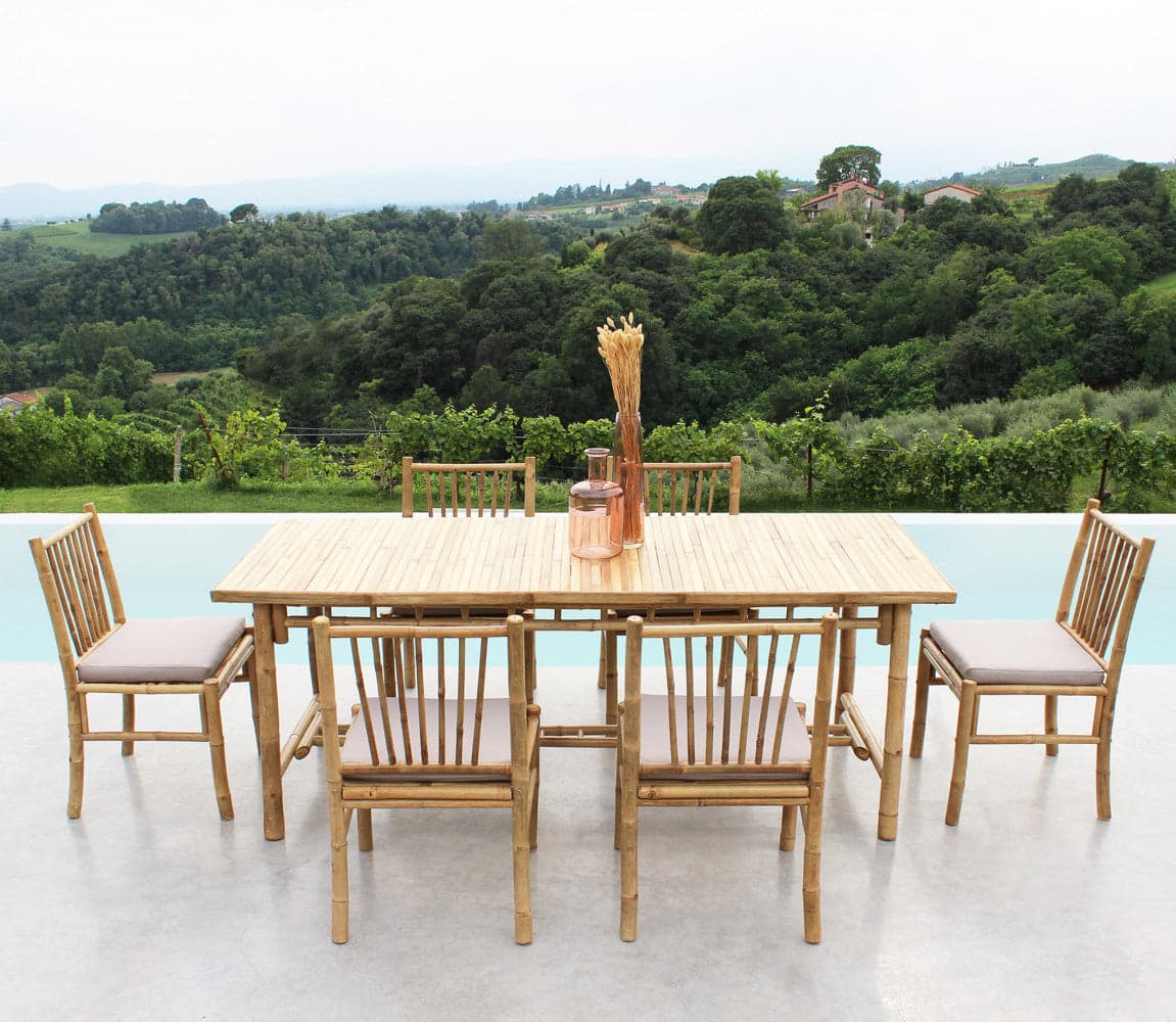 Sedia "Cuba Libre" in legno di Bamboo, con cuscino, 48 x 48 x 45/85 cm in Sedie per tavolo da giardino Decor Space - Altamura, commercioVirtuoso.it