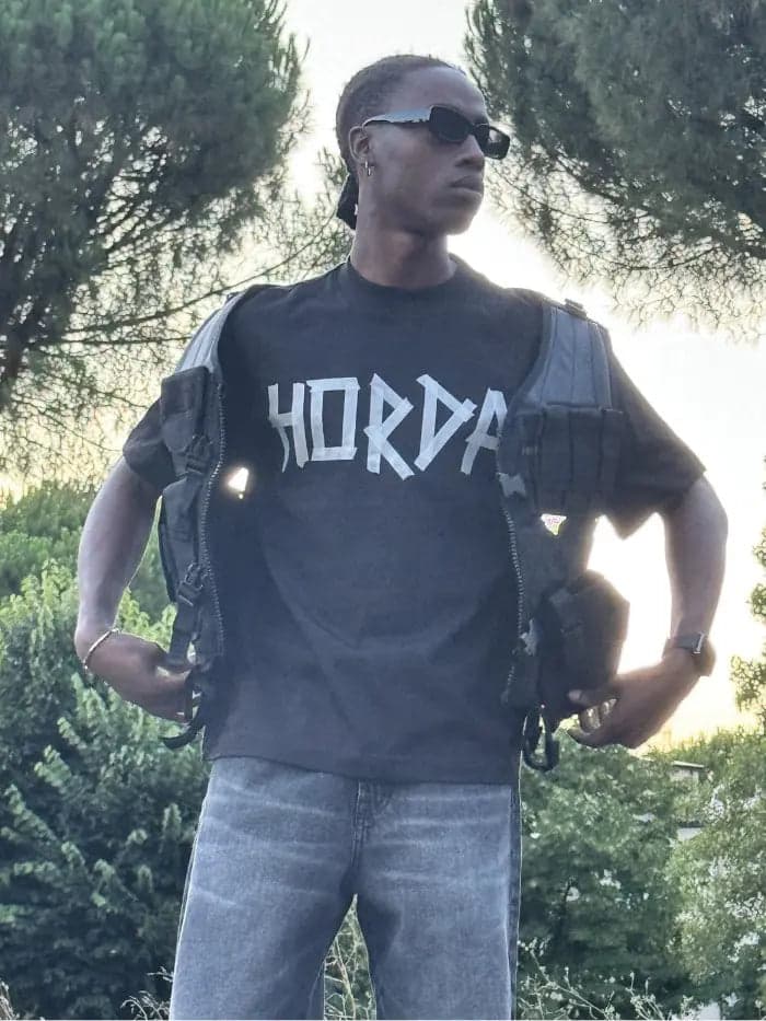 Boxy Fit T-shirt 100% Cotone "Taped" Horda Brand Streetwear