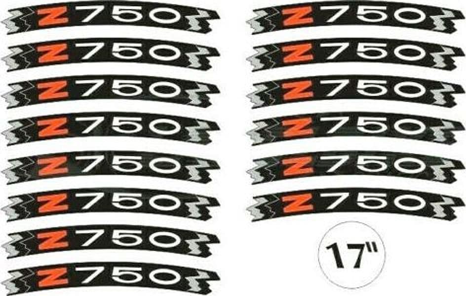 KIT STRISCE ADESIVE compatibili per CERCHI 17 MOTO KAWASAKI Z750 - GIALLO FLUO - 2
