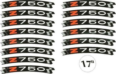 KIT STRISCE ADESIVE compatibili per CERCHI 17 MOTO KAWASAKI Z750 - GIALLO FLUO - 2