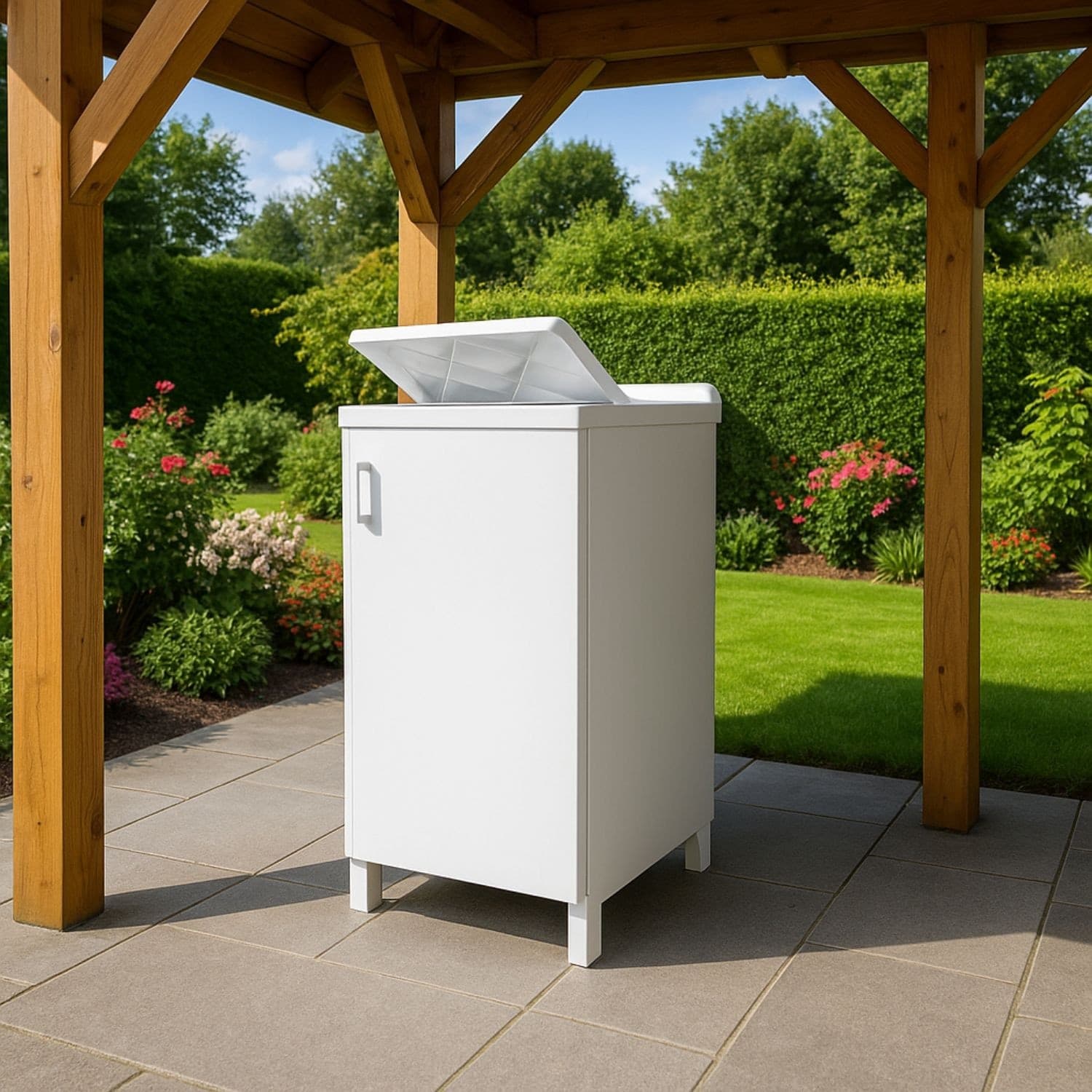 Mobile Lavanderia Bianco Lavabo Resina 45x50x85 Asse Lavaggio cm Anta Singola - 6