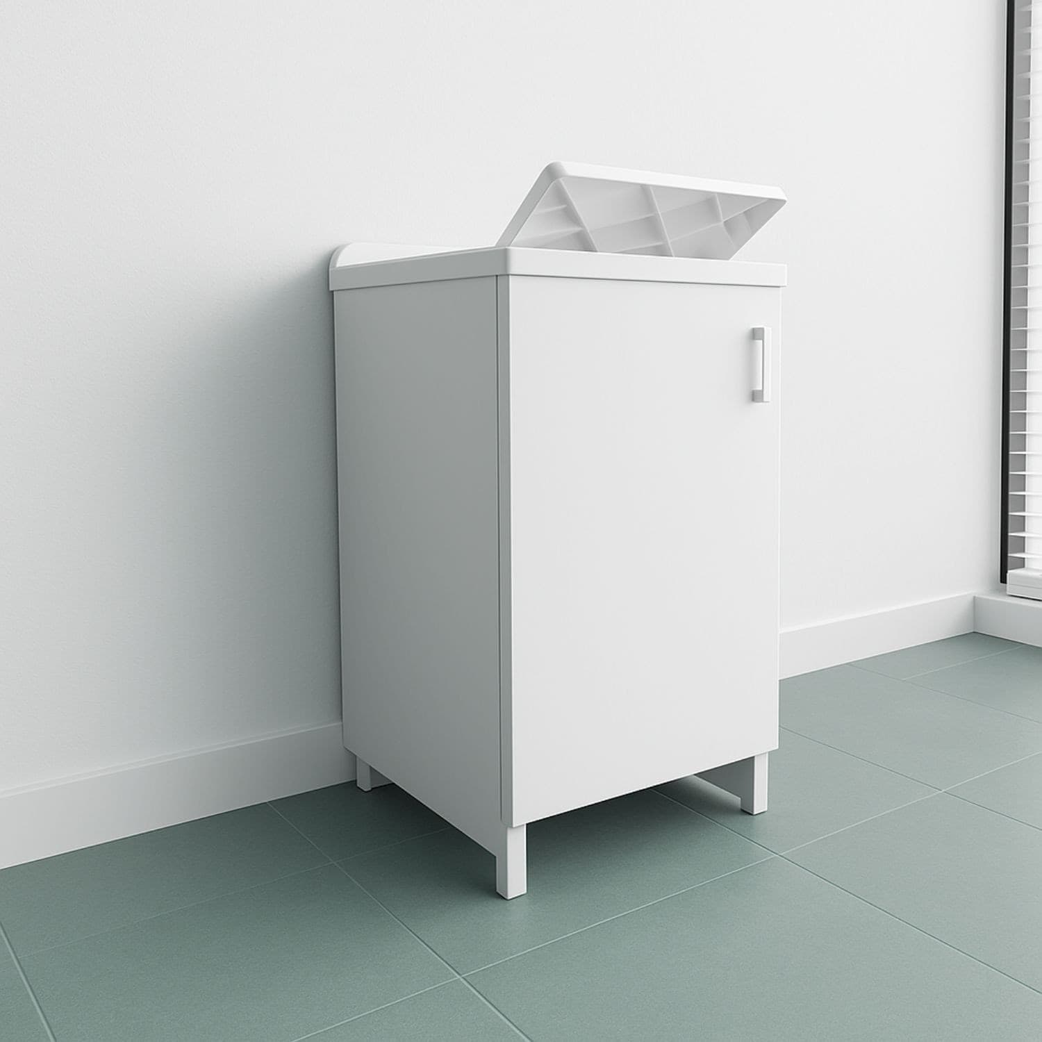 Mobile Lavanderia Bianco Lavabo Resina 45x50x85 Asse Lavaggio cm Anta Singola - 7