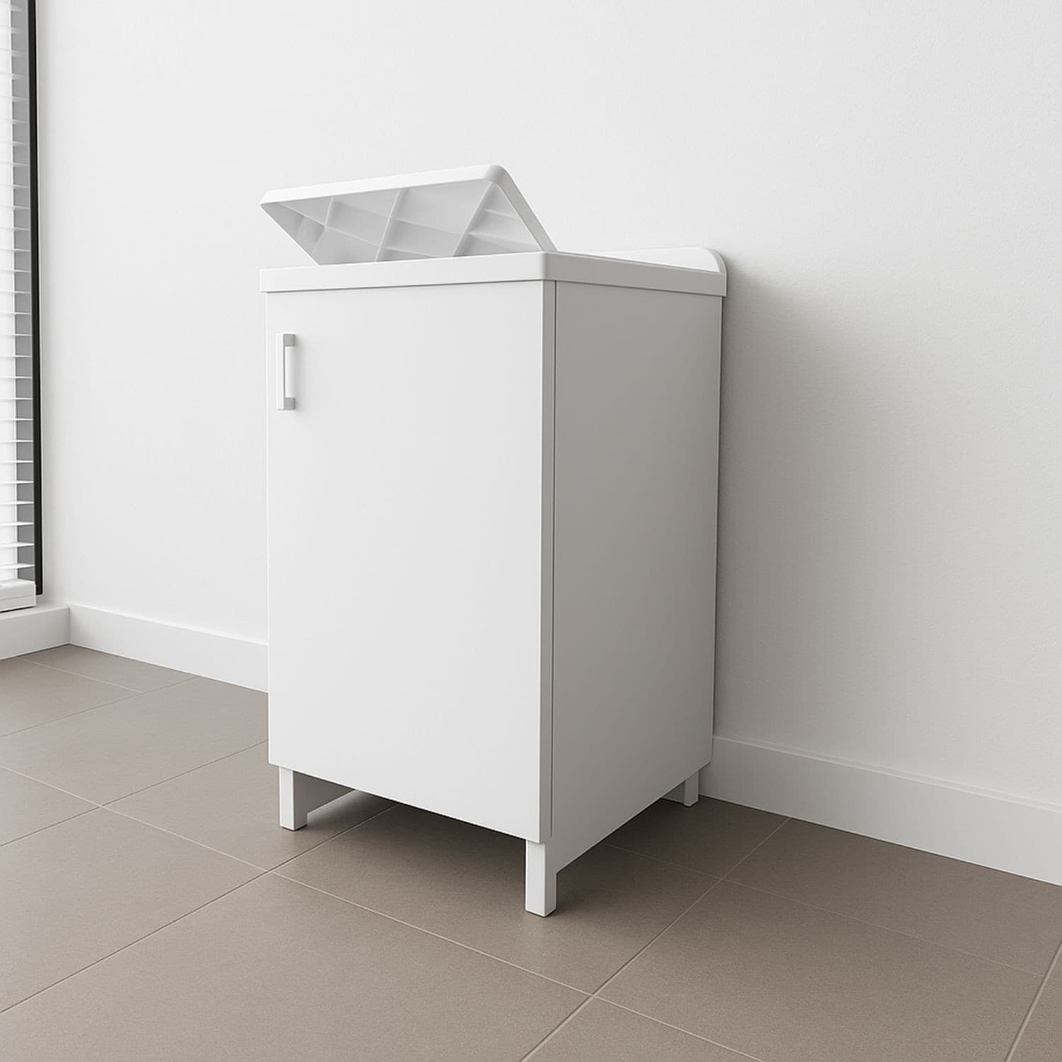 Mobile Lavanderia Bianco Lavabo Resina 45x50x85 Asse Lavaggio cm Anta Singola - 8