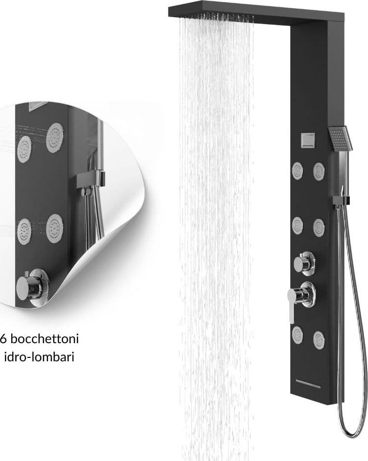 Colonna Pannello Doccia 4 Funzioni York-1 Black Display Controllo Temperatura - 6