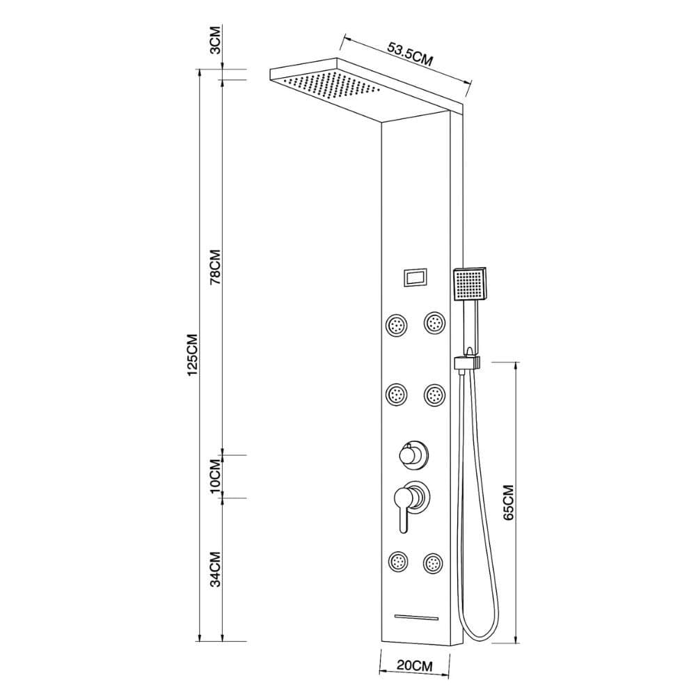 Colonna Pannello Doccia 4 Funzioni York-1 Black Display Controllo Temperatura - 9