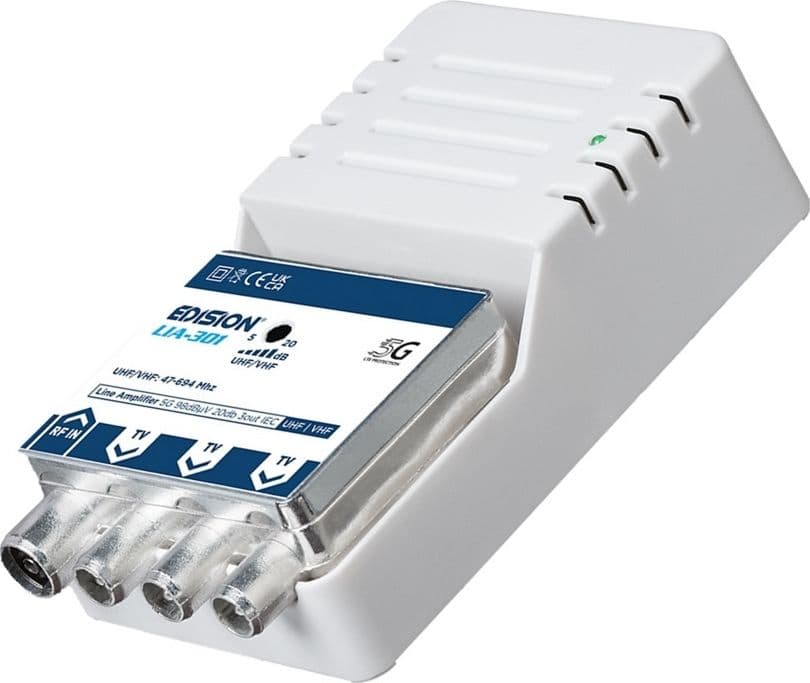 Amplificatore di segnale per antenna TV da interno UHF VHF Alto Guadagno 20dB Filtro 5G LTE EDISION LIA-301 - 4