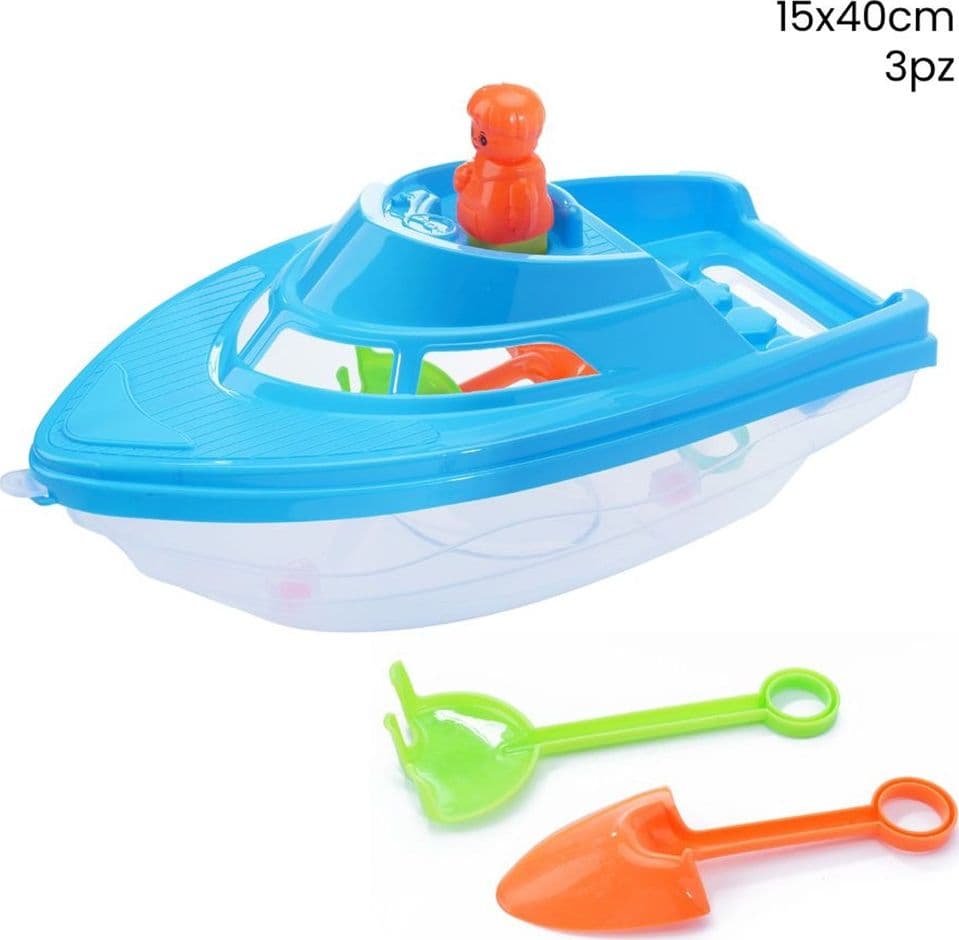 SET 3 PZ BARCA MARE CON ACCESSORI GIOCHI PER BAMBINI SPIAGGIA ESTATE 15X40 CM 258289 - 2