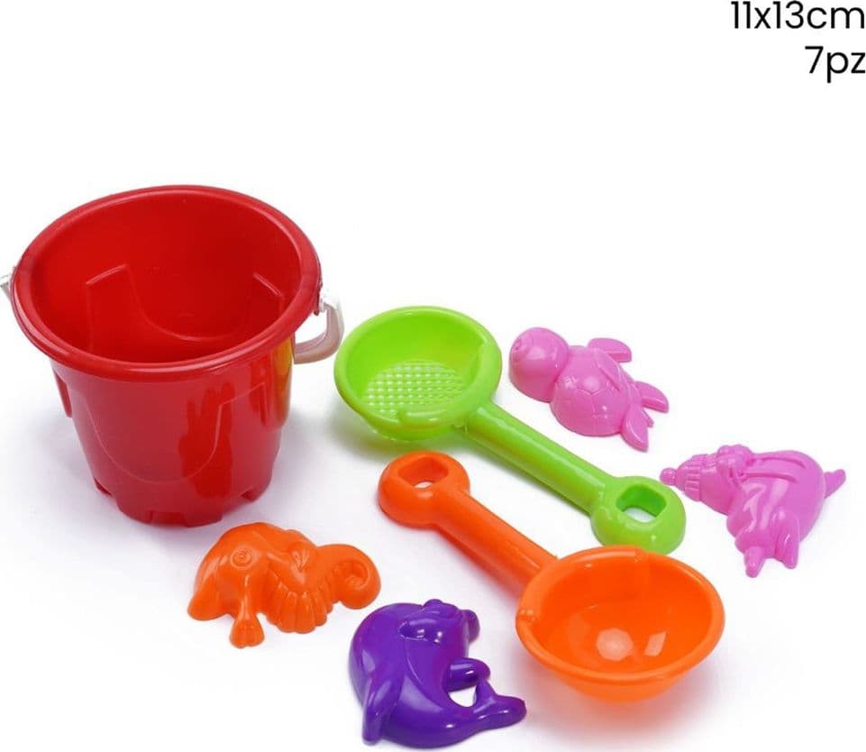 SECCHIELLO CON PALETTE FORMINE SABBIA MARE GIOCHI PER BAMBINI KIT 7 PZ 11X13CM 258297 - 2