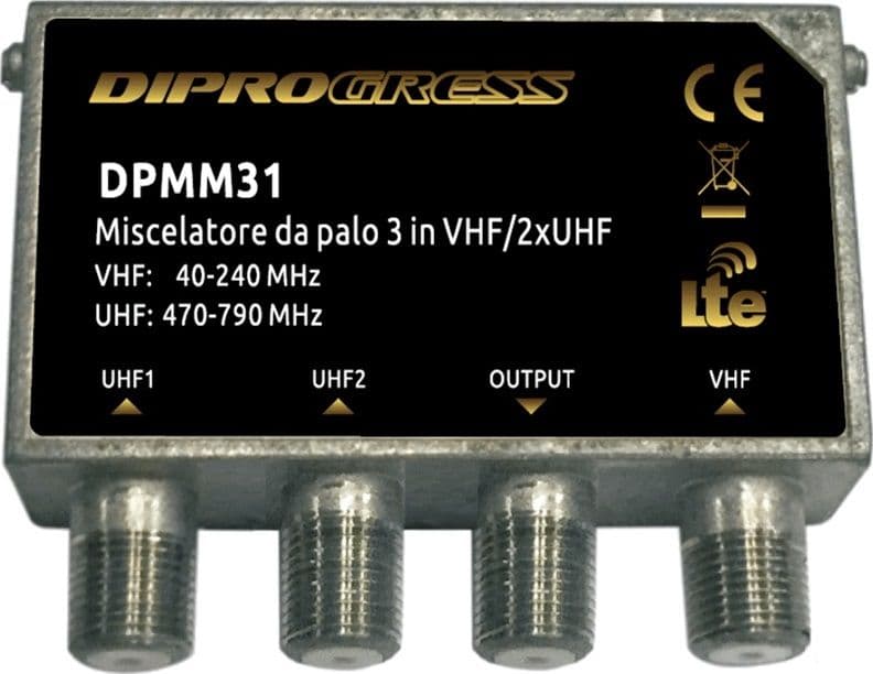 Miscelatore TV da palo 3 IN 1VHF+2xUHF 1 OUT DIPROGRESS DPMM31 - 2