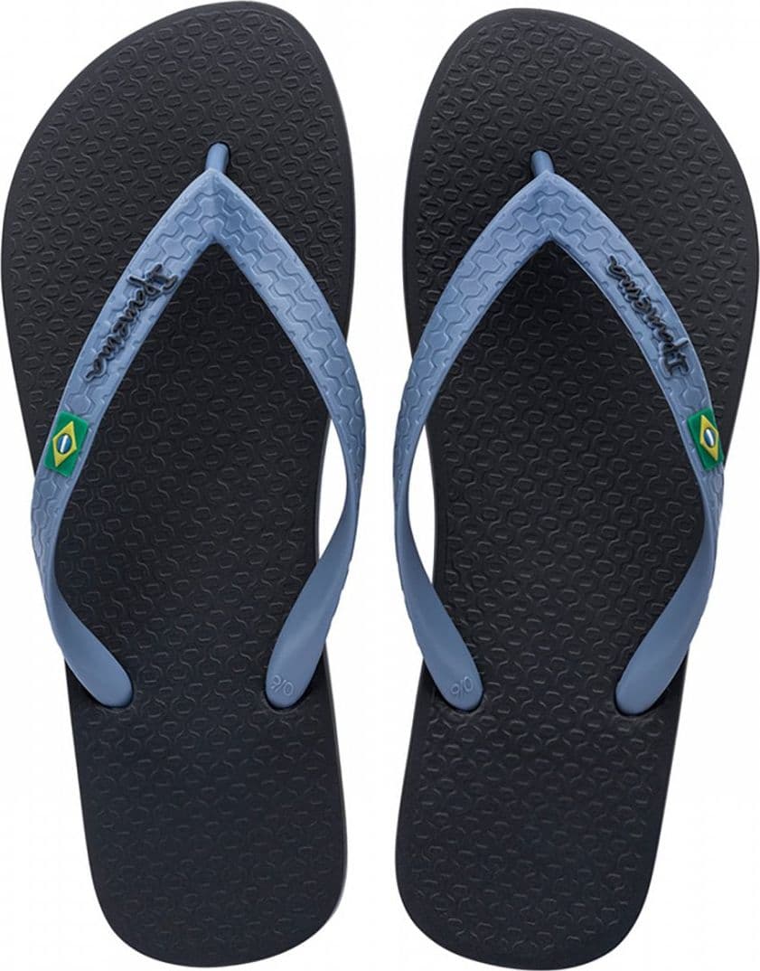 Infradito Ipanema Clas Brasil II uomo colore nero con bandiera brasiliana e suola ispirata alla spiaggia di Ipanema vista dall'alto