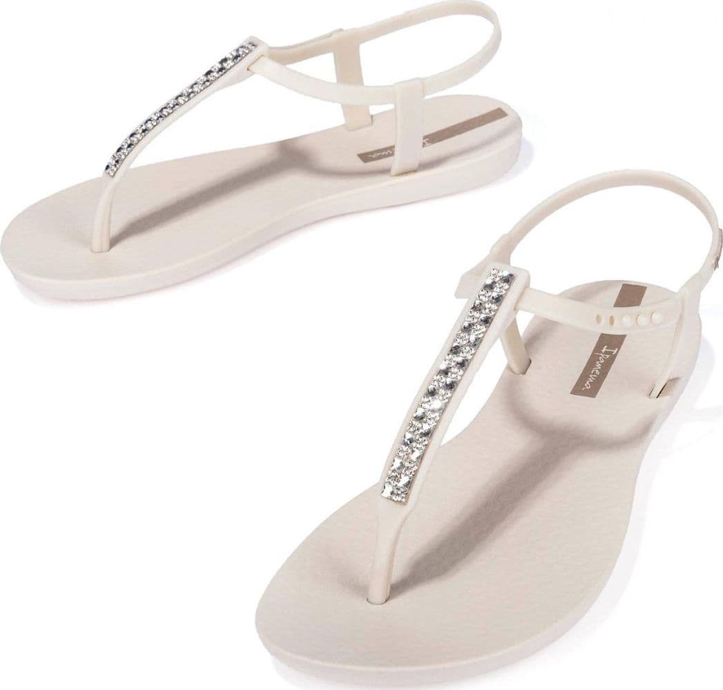 Sandali Ipanema Class Chic Donna Beige Crystal con cinturini a catena metallizzata lato sinistro