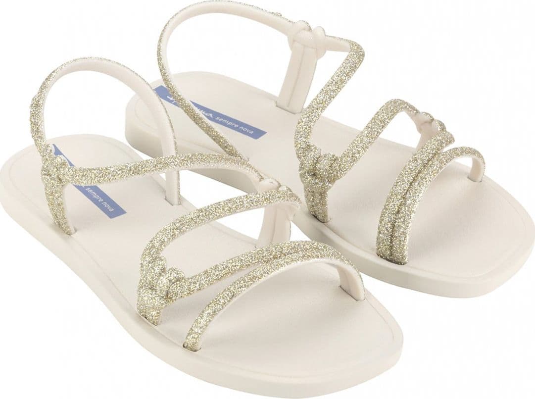 Sandali donna beige Ipanema Solar Glow Sand con finitura glitter e suola decorata lato 
