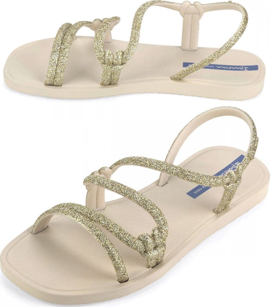 Sandali donna beige Ipanema Solar Glow Sand con finitura glitter e suola decorata lato sinistro
