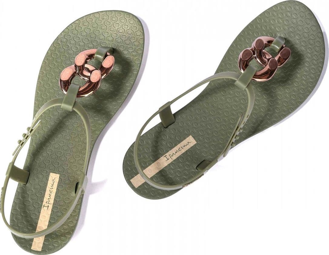 Sandali Ipanema Class Connect II donna green bronze con catena metallizzata e suola ispirata alla spiaggia di Ipanema fronte