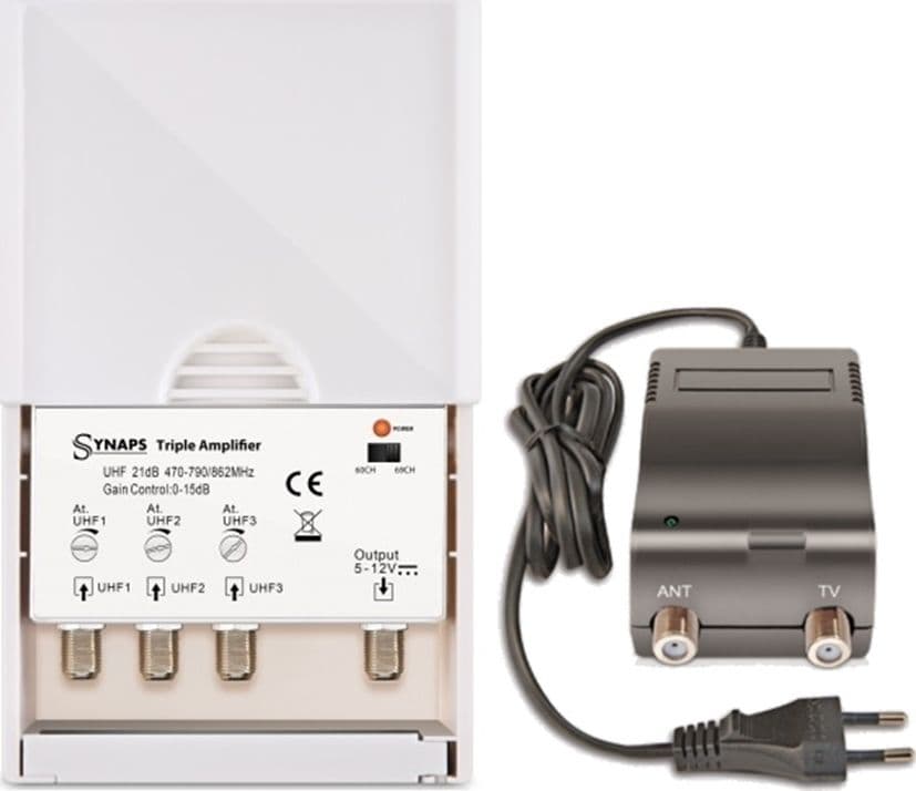 Amplificatore da palo 21dB regolabile con filtro 4G LTE 3 Ingressi / 1 Uscita SYNAPS - 2