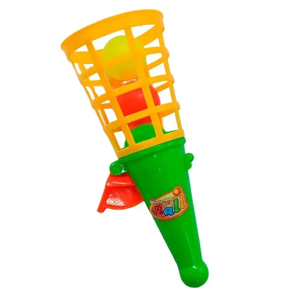 SET 2PZ CONO LANCIA PALLINE PALLE GIOCATTOLO GIOCO PER BAMBINI 18CM COLORATI 258359 - 4