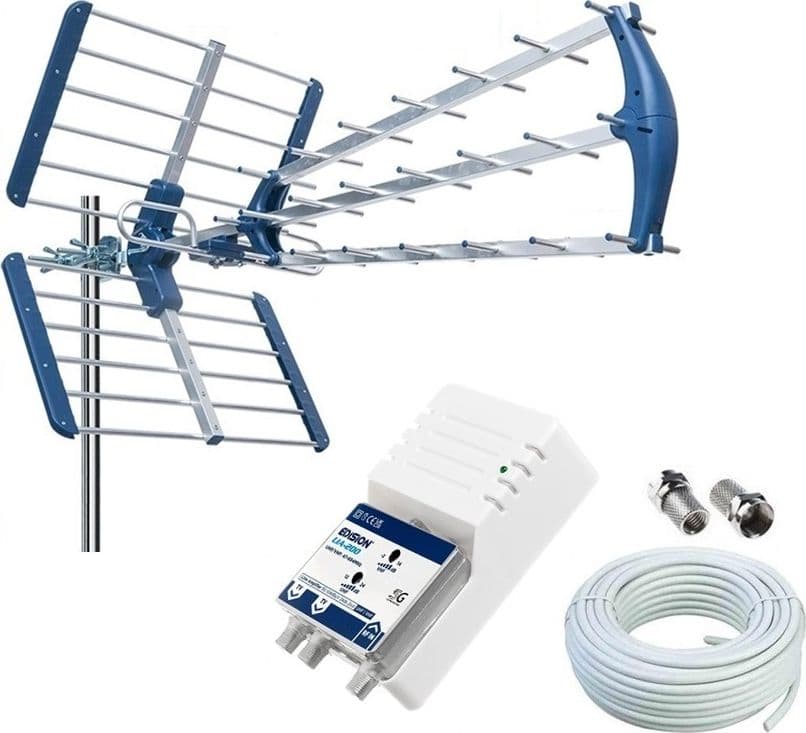 Kit completo Antenna TV Digitale Terrestre con amplificatore da interno Alto Guadagno 24dB - 5