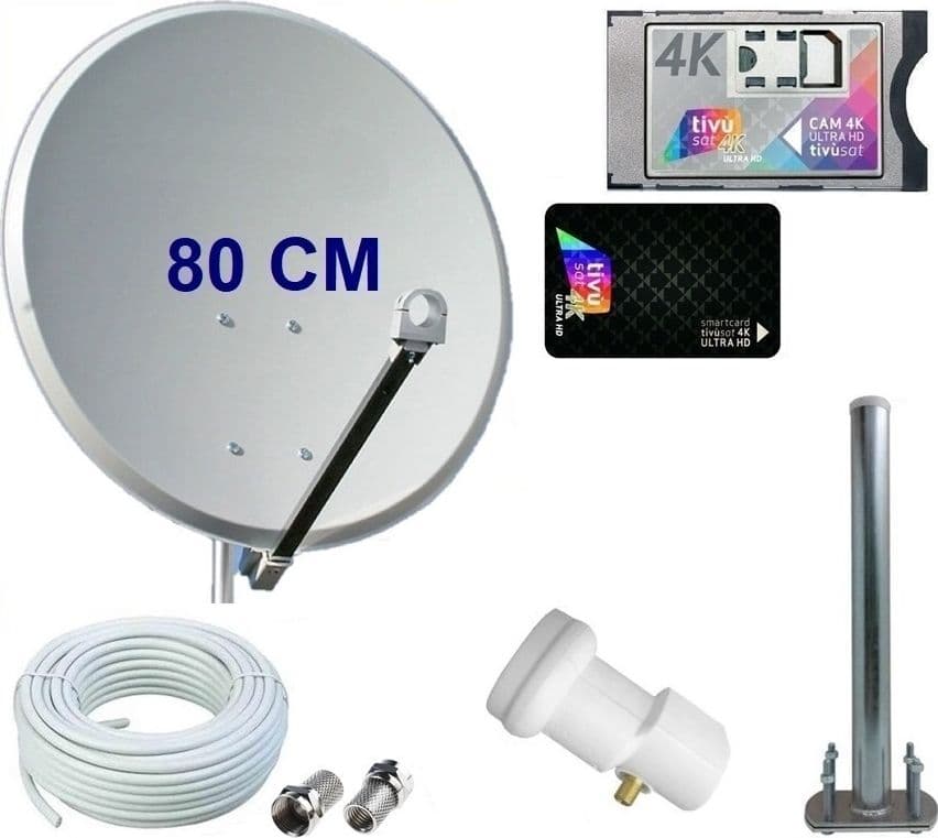 Kit satellitare da 80 CM per ricezione canali Tivùsat con modulo CAM Ci+ e Tessera Tivusat 4K ULTRA HD - 2