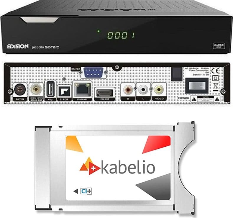 Edision Piccollo S2+T2/C H.265 Combo e MODULO CAM CI+ KABELIO con 3 mesi di accesso gratuito - 6