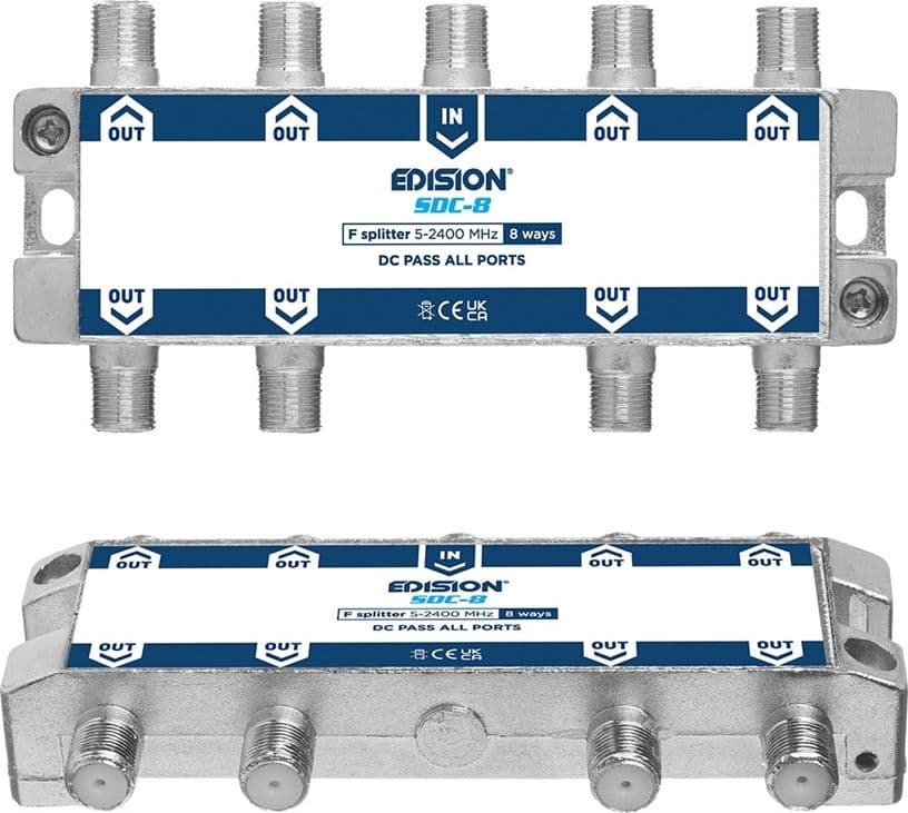 Splitter 8 Vie F 5-2400Mhz Satellitare e Terrestre EDISION SDC-8 - 5