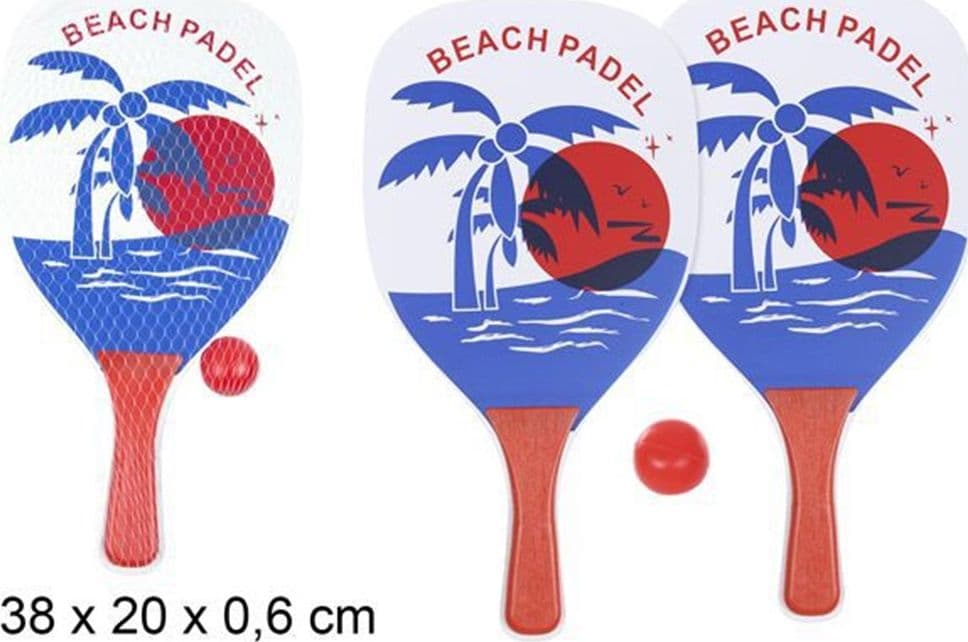 SET RACCHETTE DA SPIAGGIA RETTANGOLARI DESIGN PALMA 38X20X0.6 CM CON PALLINA 186238 - 2