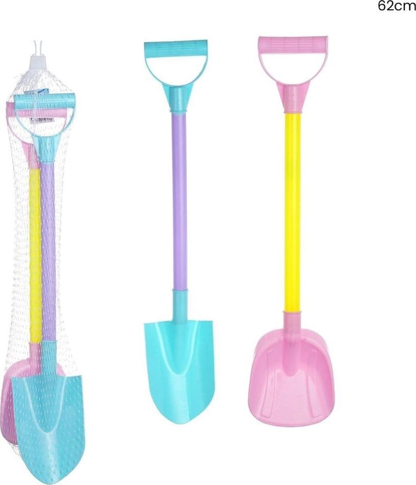 SET 2PZ PALA PALETTE VANGA GIOCATTOLO MARE PER GIOCO BAMBINI 62CM COLORATE 618564 - 2