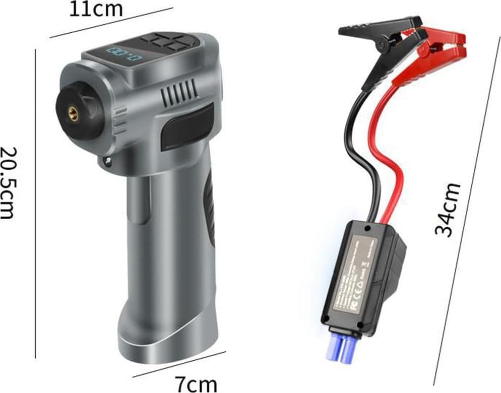COMPRESSORE D'ARIA PORTATILE POMPA ELETTRICA WIRELESS 4IN1 8000MAH CON LUCE EMERGENZA AUTO - 7