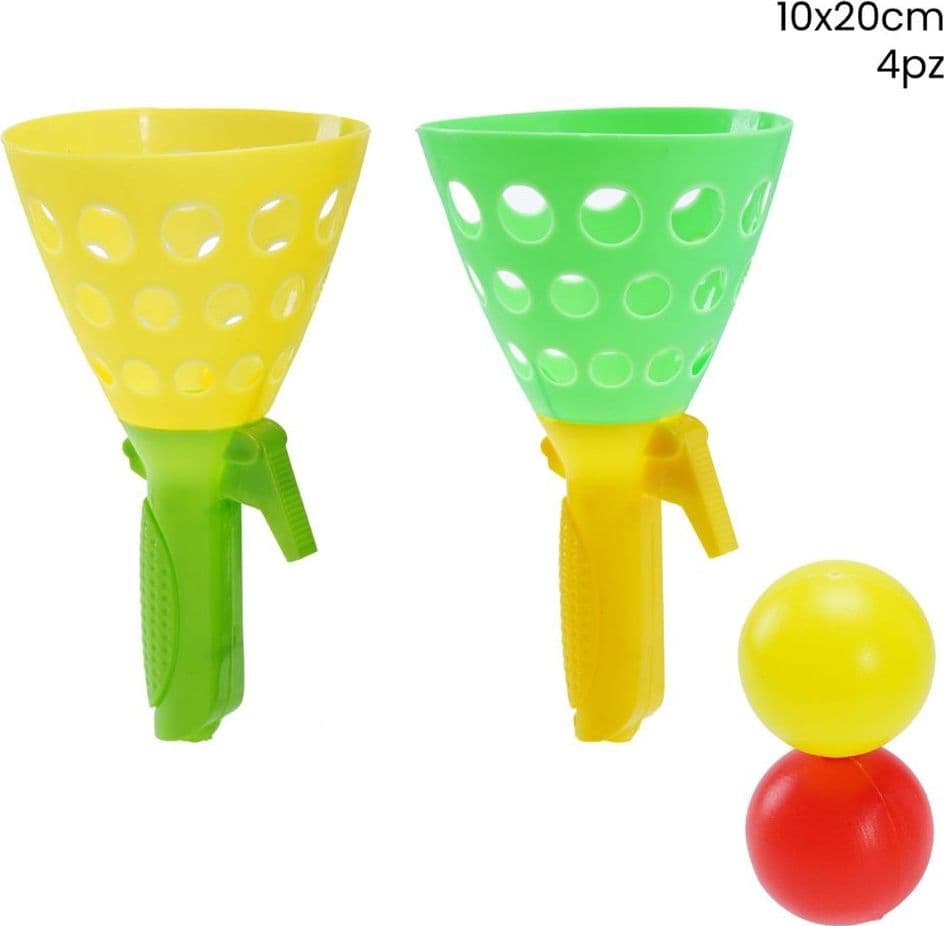 GIOCO LANCIO CATTURA PALLA CANESTRO PALLINE SET GIOCATTOLI PER BAMBINI 4PZ 10X20CM 258369 - 2