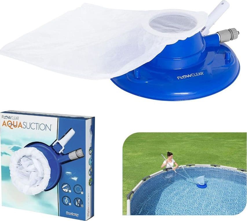ASPIRATORE FOGLIE DETRITI PULIZIA PER PISCINA AQUASUCTION CON RUOTE SPAZZOLE 8 GETTI 58657 - 12