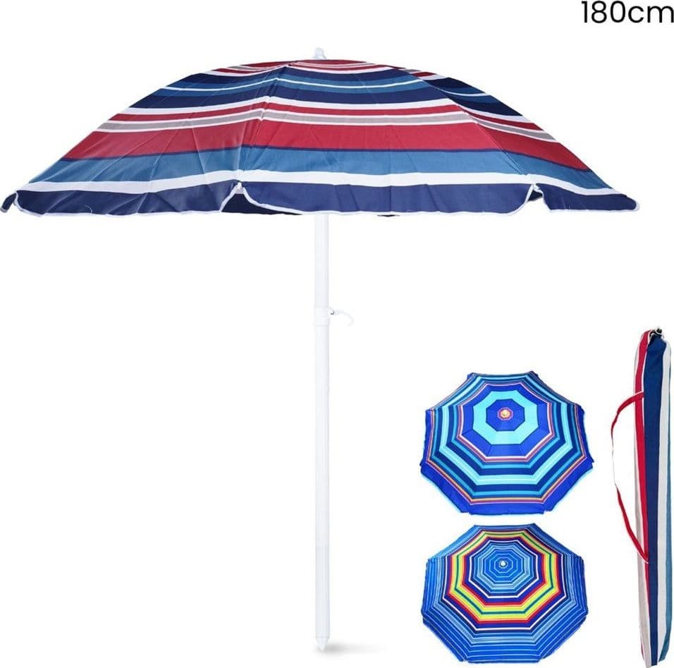 OMBRELLONE SPIAGGIA MARE 180CM STRISCE MULTICOLORE REGOLABILE CON SACCA TRASPORTO 618407 - 2