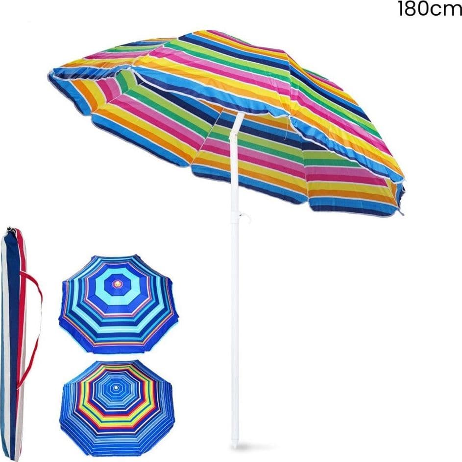 OMBRELLONE DA SPIAGGIA MARE MULTICOLORE 180 CM PALO CON SNODO CUSTODIA TRASPORTO 615155 - 2