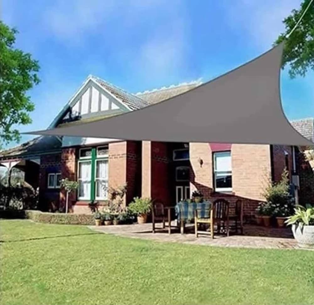 TENDA VELA OMBREGGIANTE PARASOLE DA ESTERNO TERRAZZE GIARDINO TRIANGOLARE 4 X 4 X 4 MT - 10