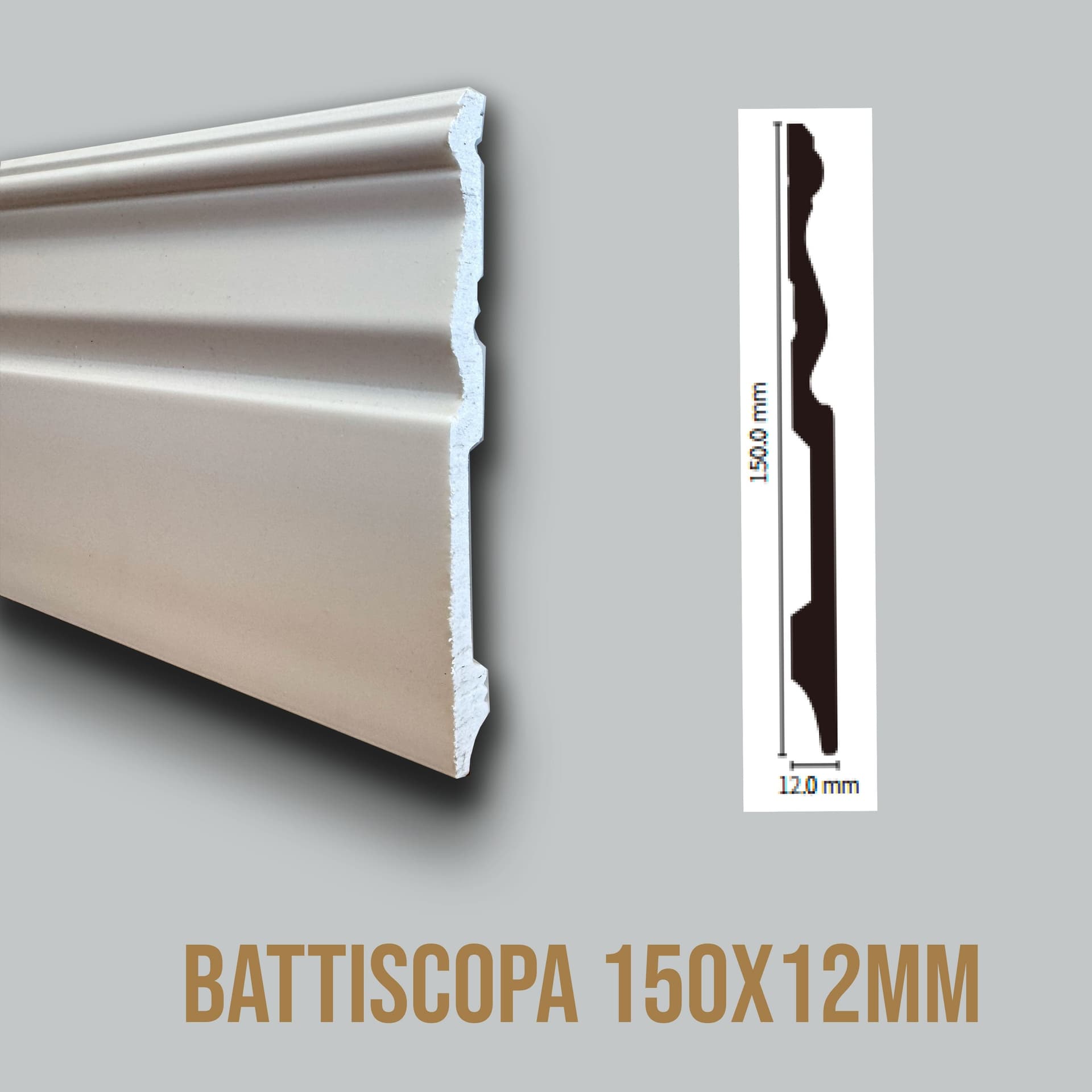 Kit 2 metri di parete Boiserie PREMIUM "Decorativa" (senza pannelli, solo estetica) in polimeri bianca (L200xH120) verniciabile in Battiscopa Eternal Parquet - Ariano Irpino, commercioVirtuoso.it