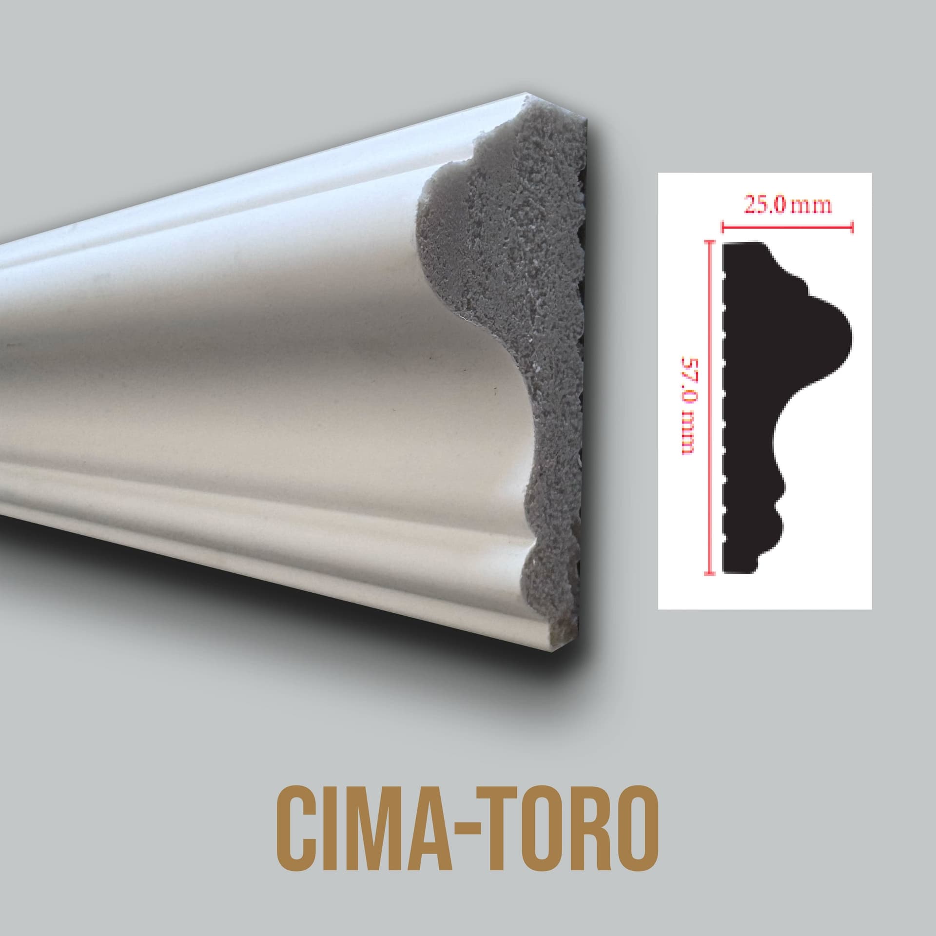 Profilo TORO - CIMA per boiserie in Polimeri Bianco RAL 9016 verniciabile 57X25mm (Prezzo al metro) in Battiscopa Eternal Parquet - Ariano Irpino, commercioVirtuoso.it
