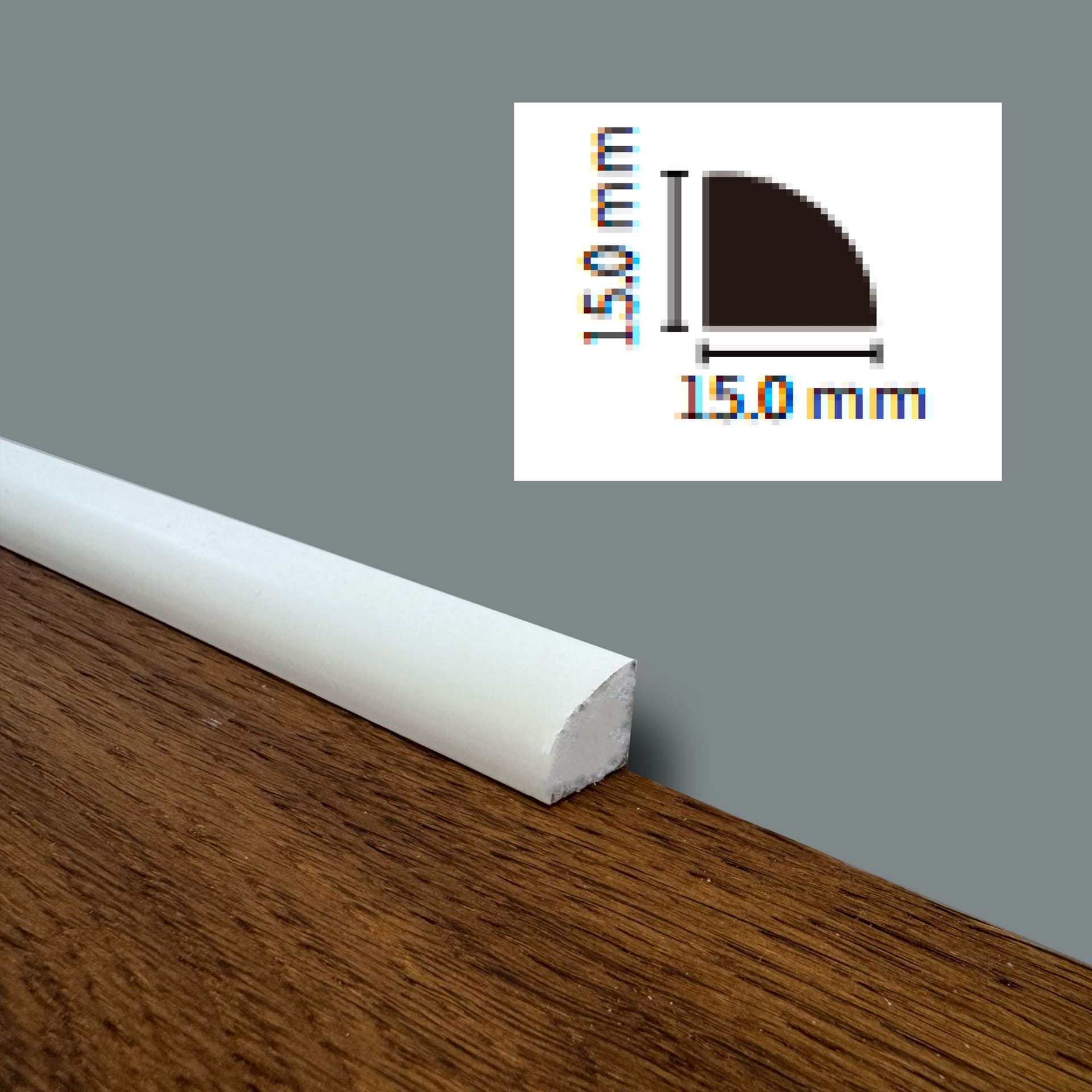 Basolino quarto di tondo in Polimeri BASICBOARD  15x15mm - BIANCO pitturabile (prezzo al metro) in Battiscopa Eternal Parquet - Ariano Irpino, commercioVirtuoso.it