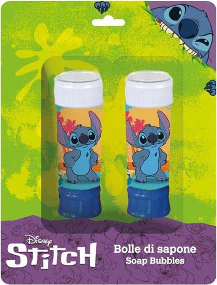SET DA 2PZ FLACONE BOLLE DI SAPONE STAMPA STITCH 60ML BLISTER PER GIOCO BAMBINI 208329 - 2