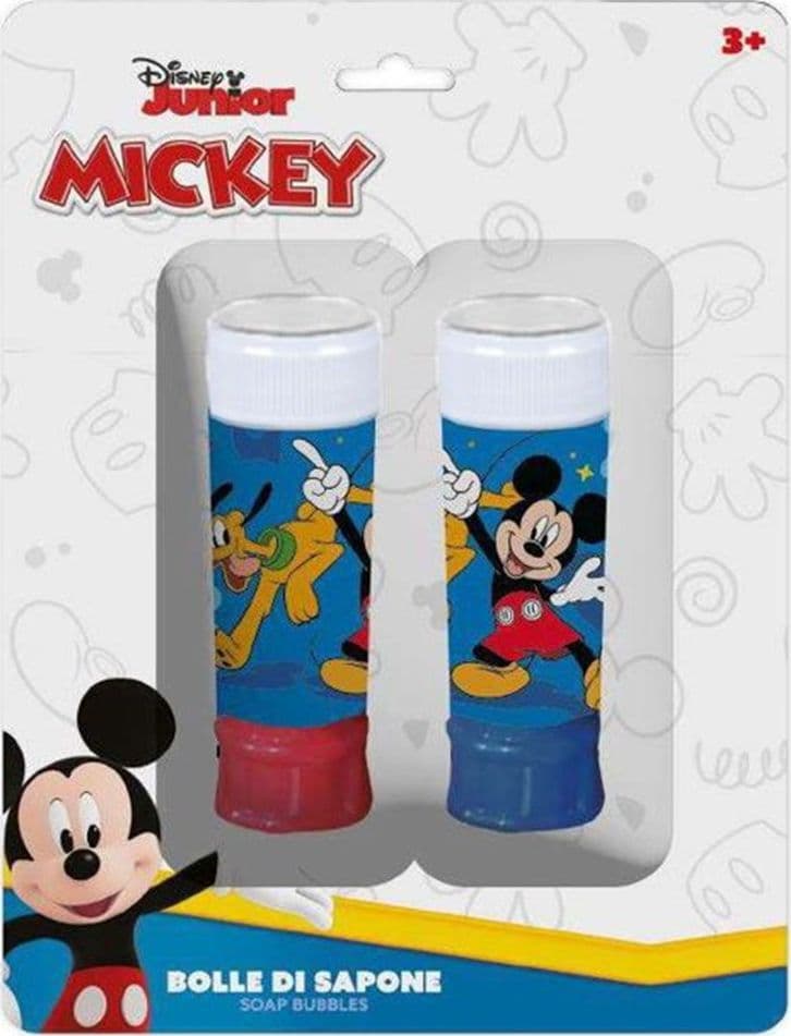 SET DA 2PZ FLACONE BOLLE DI SAPONE MICKEY TOPOLINO 60ML BLISTER PER GIOCO BAMBINI 207995 - 2