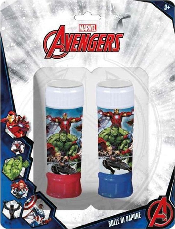 SET DA 2PZ FLACONE BOLLE DI SAPONE STAMPA AVENGERS 60ML BLISTER PER GIOCO BAMBINI 207933 - 2