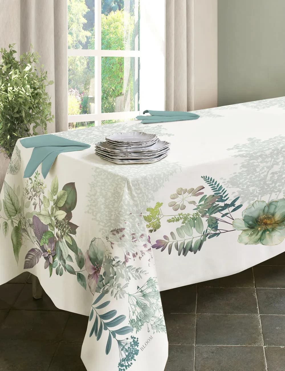 Tovaglia Greenery in stampa digitale 100% panama di cotone – Tessitura Randi - 2