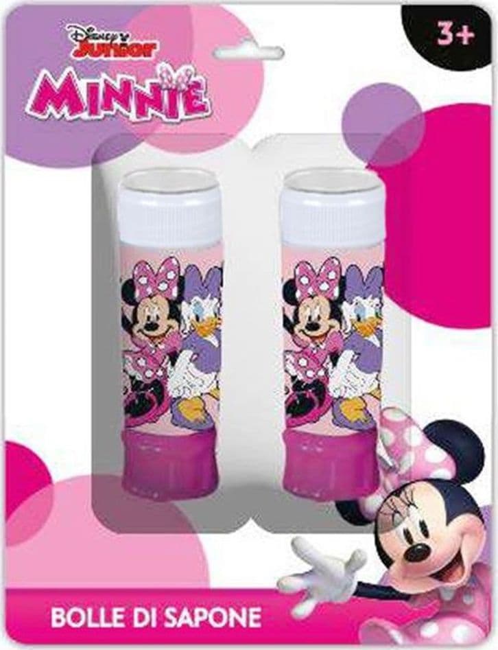 SET DA 2PZ FLACONE BOLLE DI SAPONE MINNIE PAPERINA 60ML BLISTER PER GIOCO BAMBINI 208343 - 2