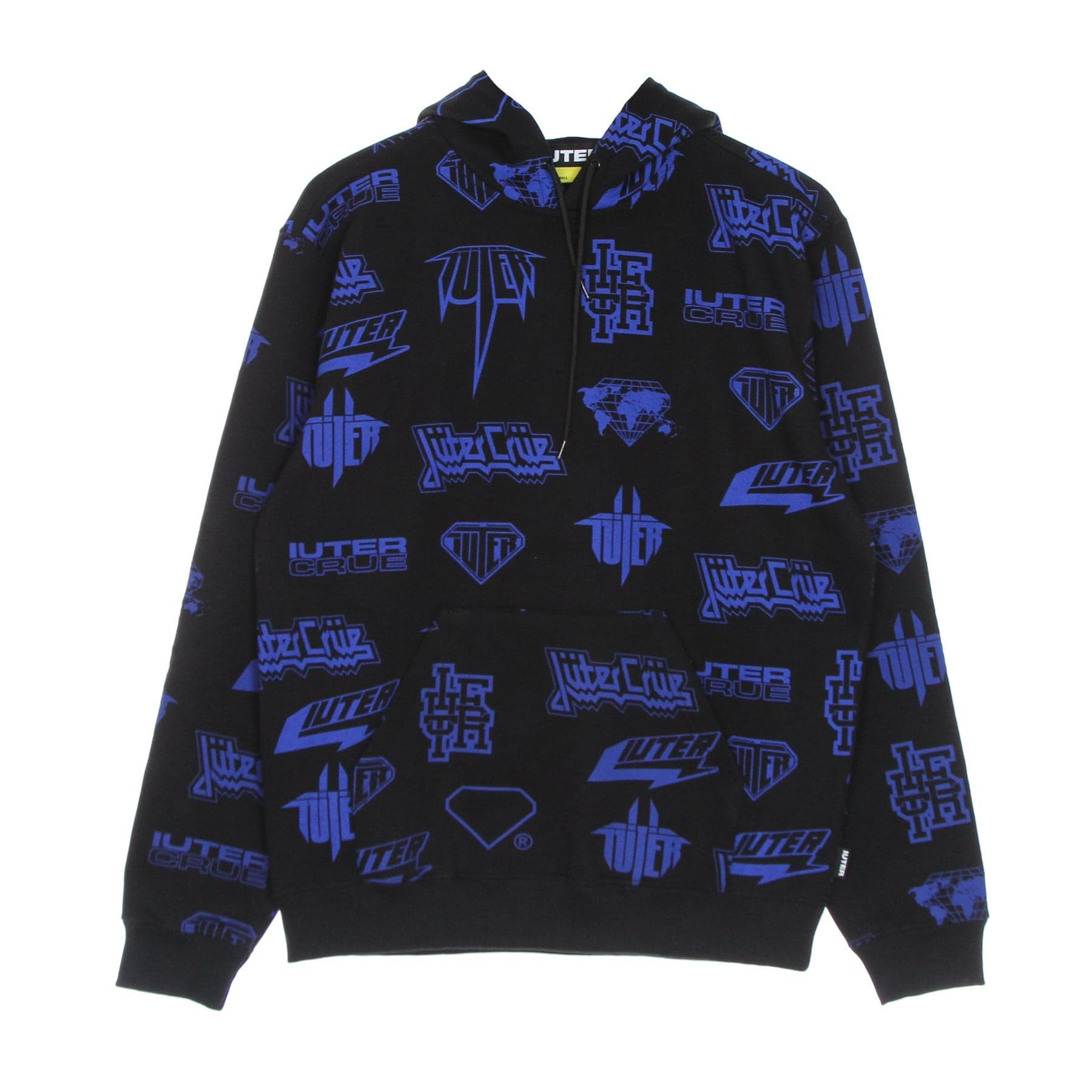 IUTER Felpa Cappuccio Uomo Horns Allover Hoodie Black - 4