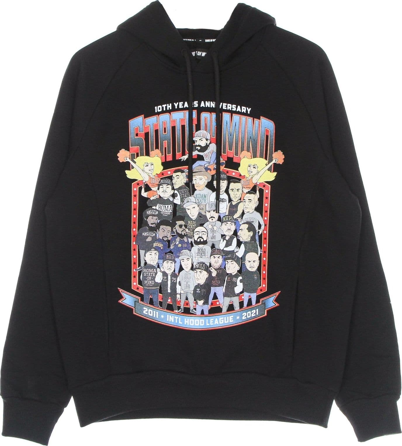5TATE OF MIND Felpa Cappuccio Uomo 10th Years Anniversary League Hoodie Black - 5