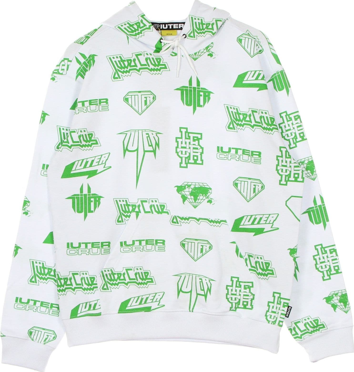IUTER Felpa Leggera Cappuccio Uomo Horns Allover Hoodie White