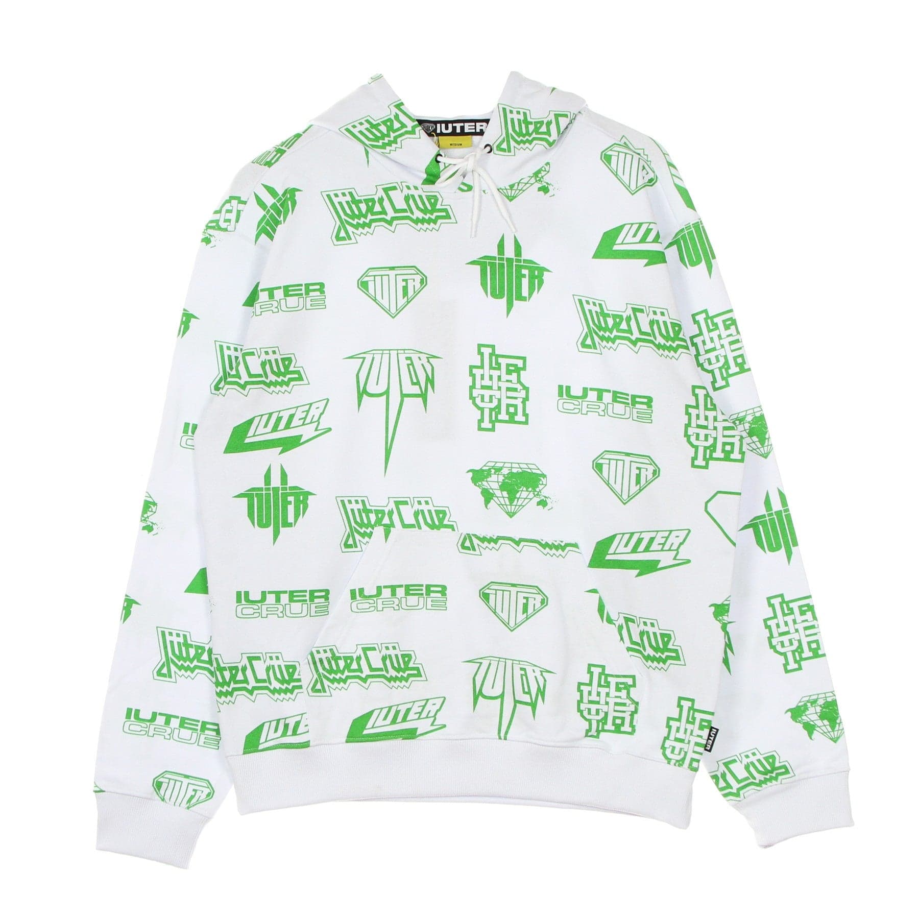 IUTER Felpa Leggera Cappuccio Uomo Horns Allover Hoodie White - 4
