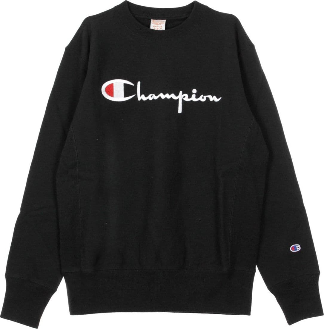 CHAMPION Felpa Girocollo Uomo Reverse Weave Big Logo Black - 4