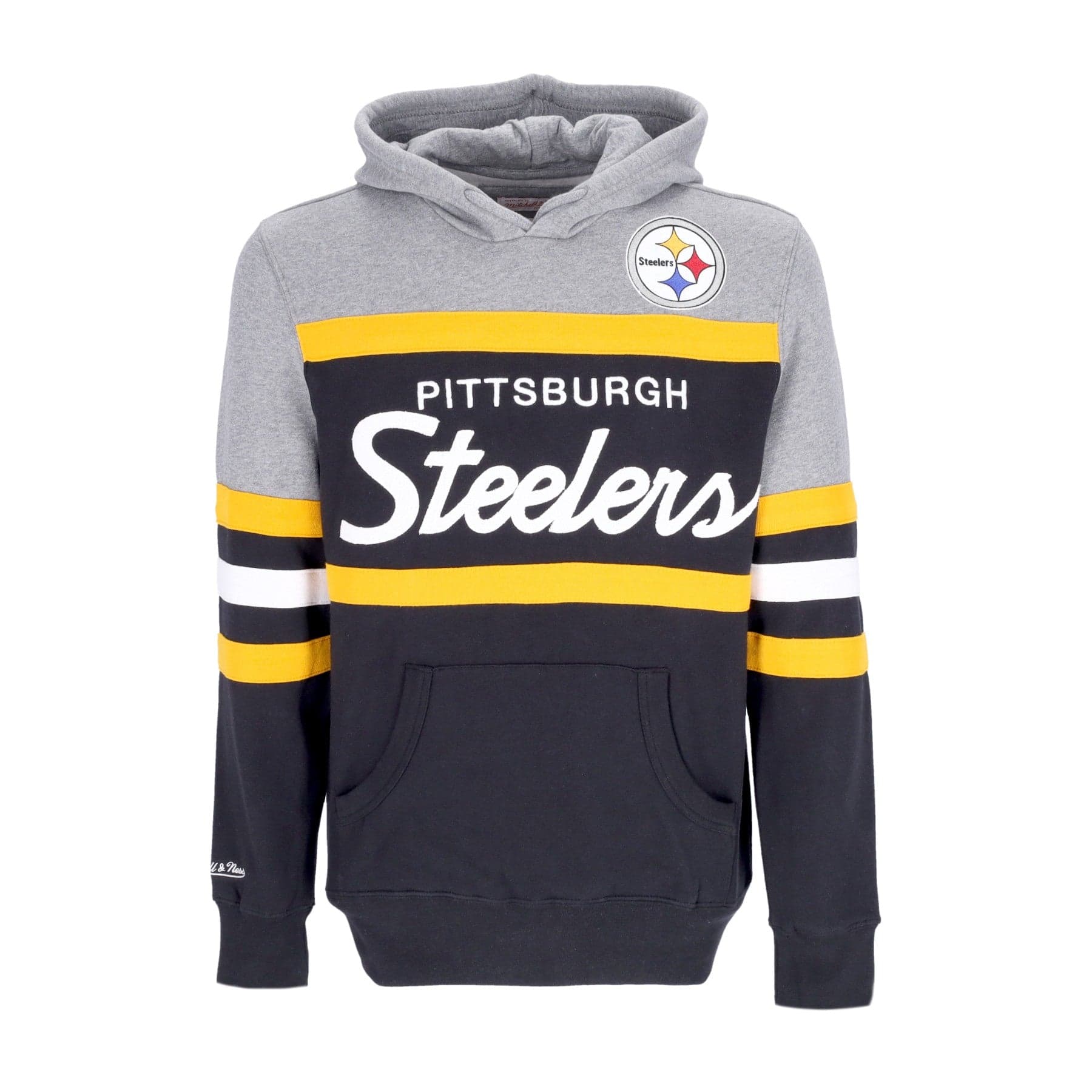 MITCHELL &amp; NESS Felpa Cappuccio Uomo Nfl Headcoach Hoodie Pitste Black - 4
