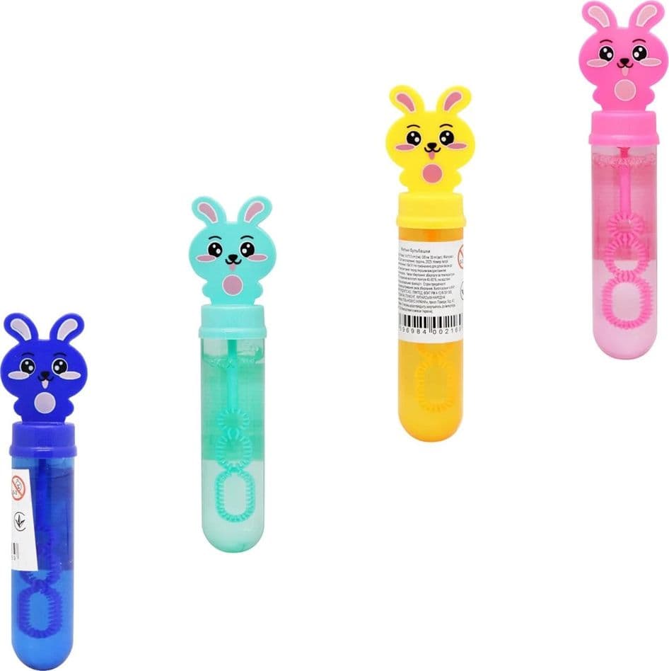SET 6 PZ TUBO BOLLE DI SAPONE CON CONIGLIETTO BACCHETTA DA 35 ML PER BAMBINI 6560287 - 3