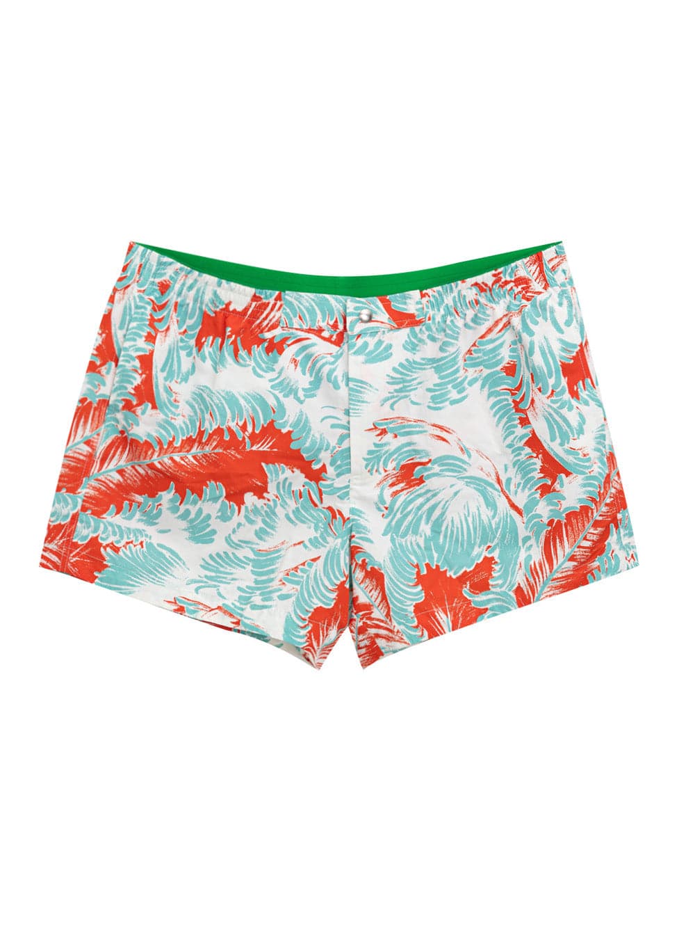 Bottega Veneta Boxer Mare con Stampa Piume in Rosso/Azzurro - 6