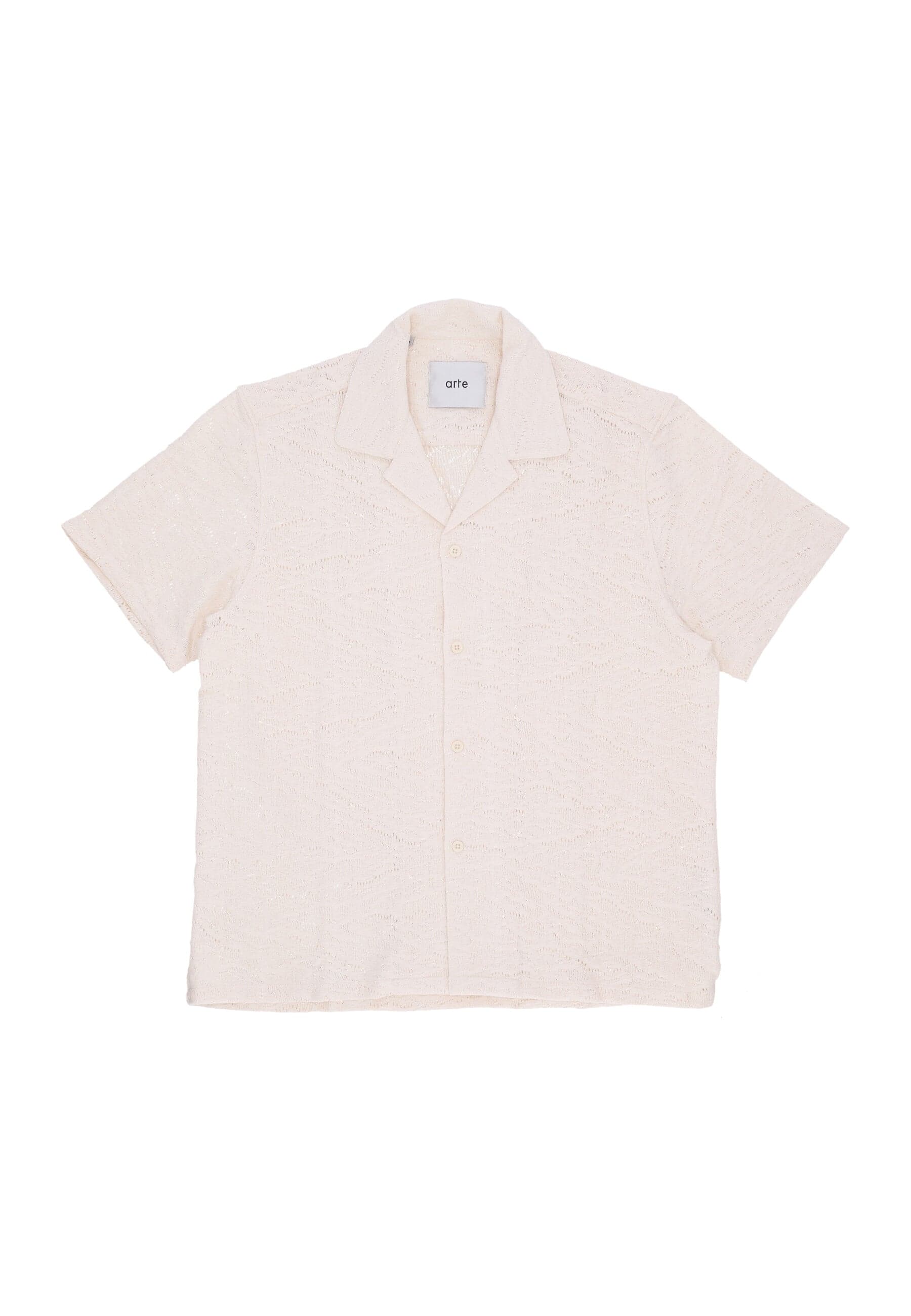 ARTE Camicia Manica Corta Uomo Crochet Shirt Cream - 4