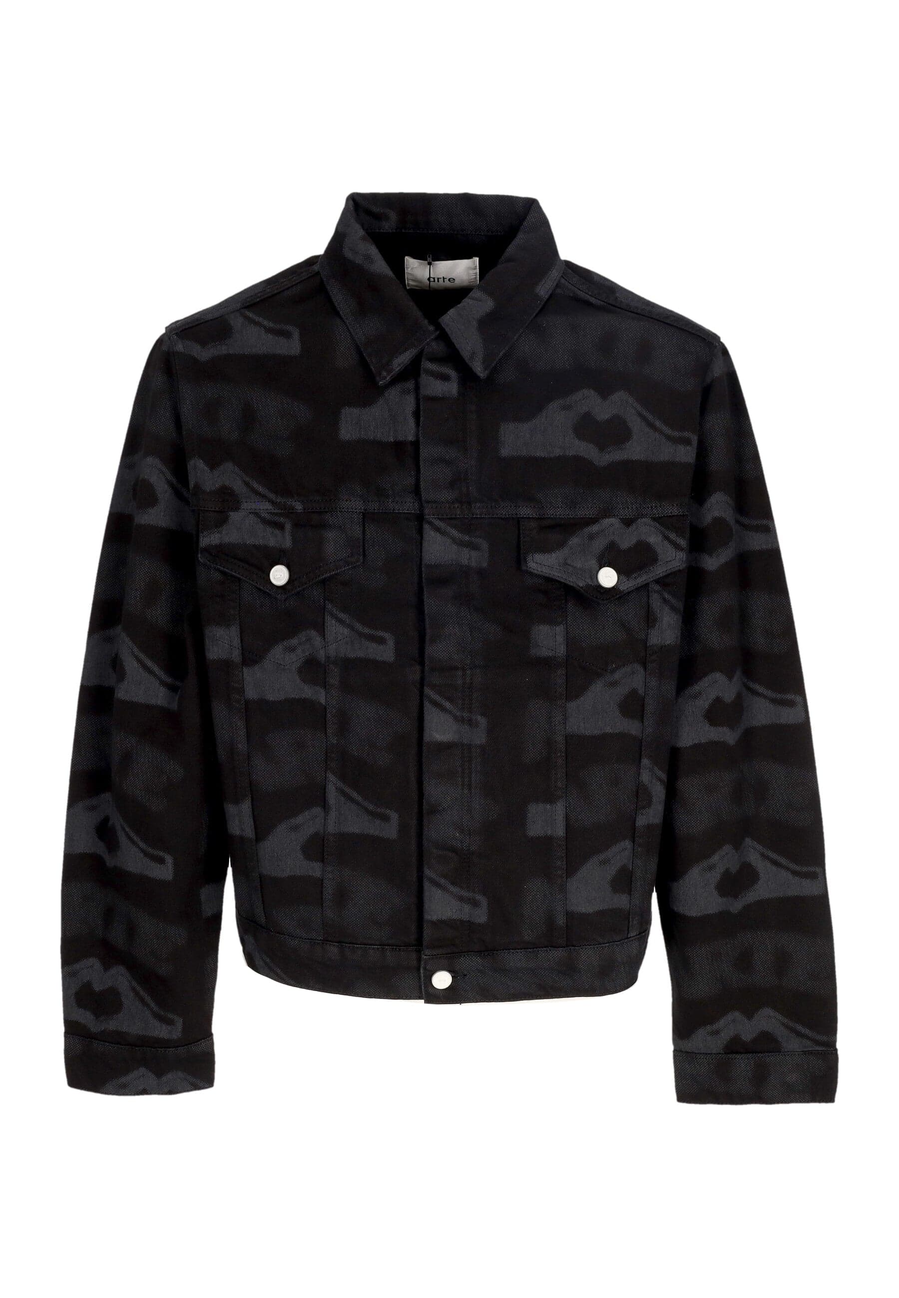 ARTE Giubbotto Jeans Uomo Heart Printed Jacket Black - 3